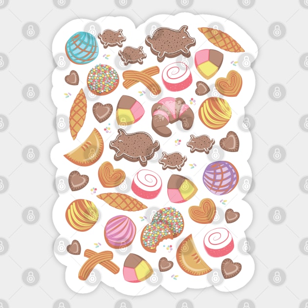 Mexican Sweet Bakery Frenzy // white background pastel colors pan dulce Sticker by SelmaCardoso